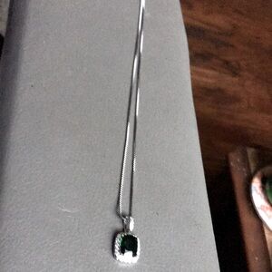 Elegant Silver and Green Pendant Necklace